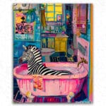 Zebra in Pink Bathtub