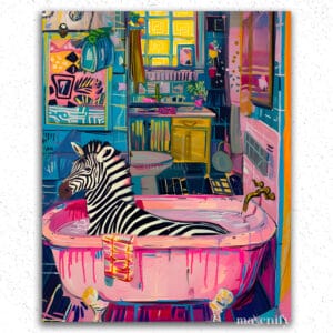 Zebra in Pink Bathtub