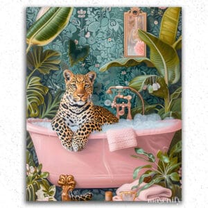 Leopard in Pink Bathtub