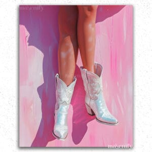 White boots and Pink Background