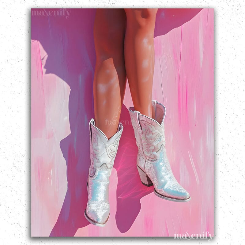 White boots and Pink Background