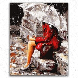 Girl Holding An Umbrella - Paint by Numbers