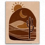 Mountains Sun and Moon Bohemian Art