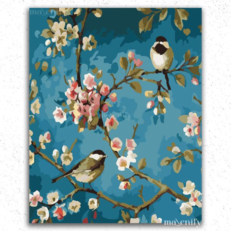 Sparrows and Flowers - Paint by Numbers