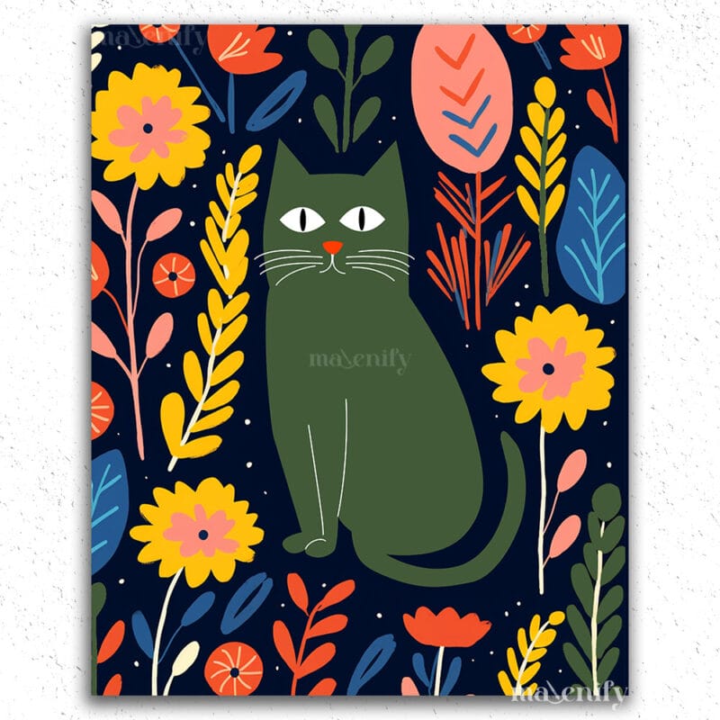 Cat and Flowers