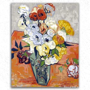 Multicolor flowers in Green Vase