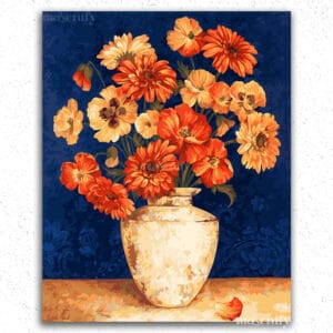 White Vase and Flowers - Paint by Numbers