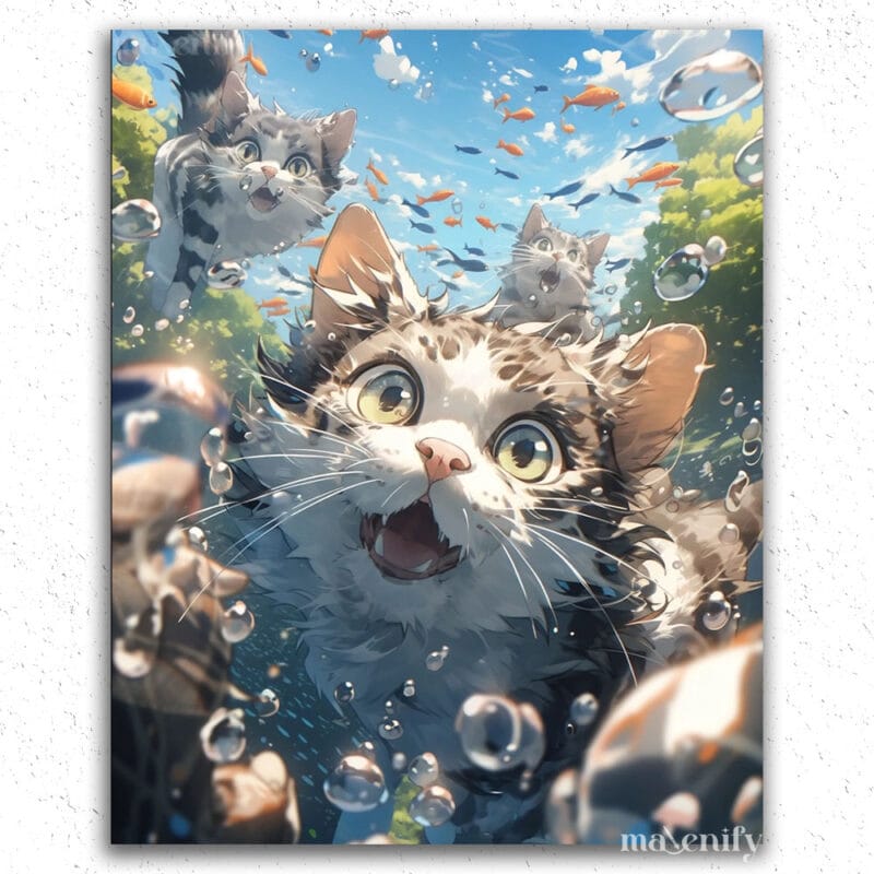 Cats Swimming - Paint by Numbers