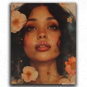 African Woman and Flowers