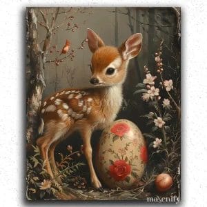 Baby Deer and Easter Egg