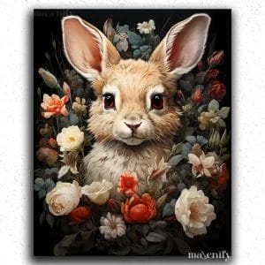 Cute Rabbit in Flowers