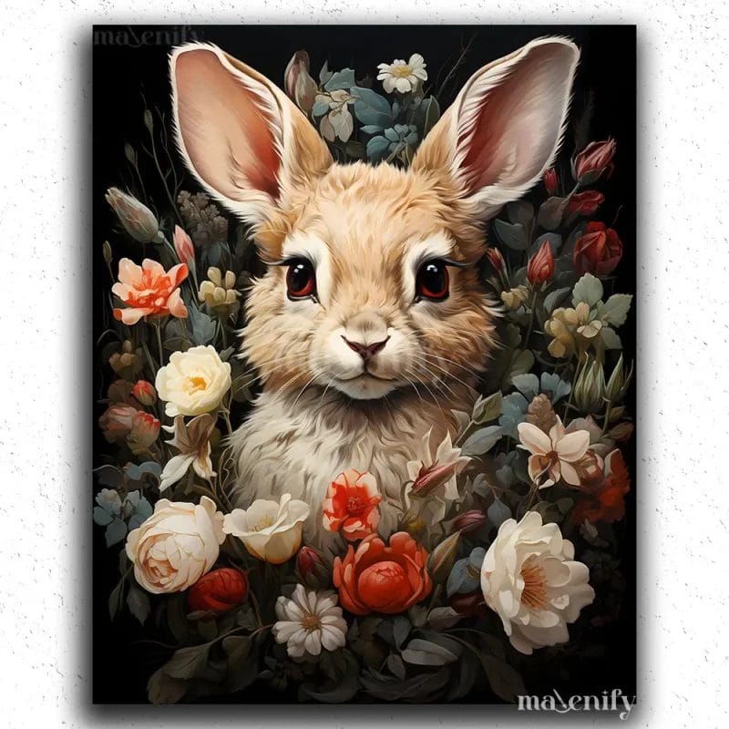 Cute Rabbit in Flowers