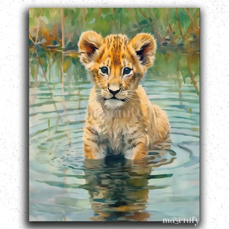 Lion Cub in Water