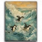 Baby Penguin Playing on The Waves