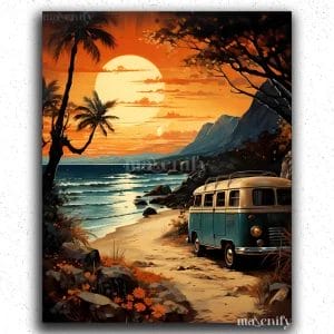 Van Near the Beach