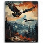 Eagles Flying Above Mountains