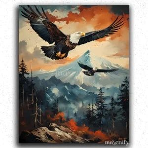 Eagles Flying Above Mountains