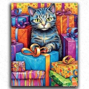 Vibrant Birthday Cat