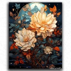 Boho Flowers and Moon