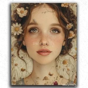 Pretty Girl and Flowers
