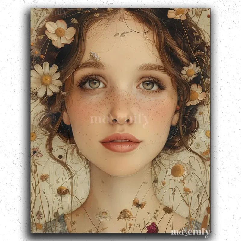 Pretty Girl and Flowers