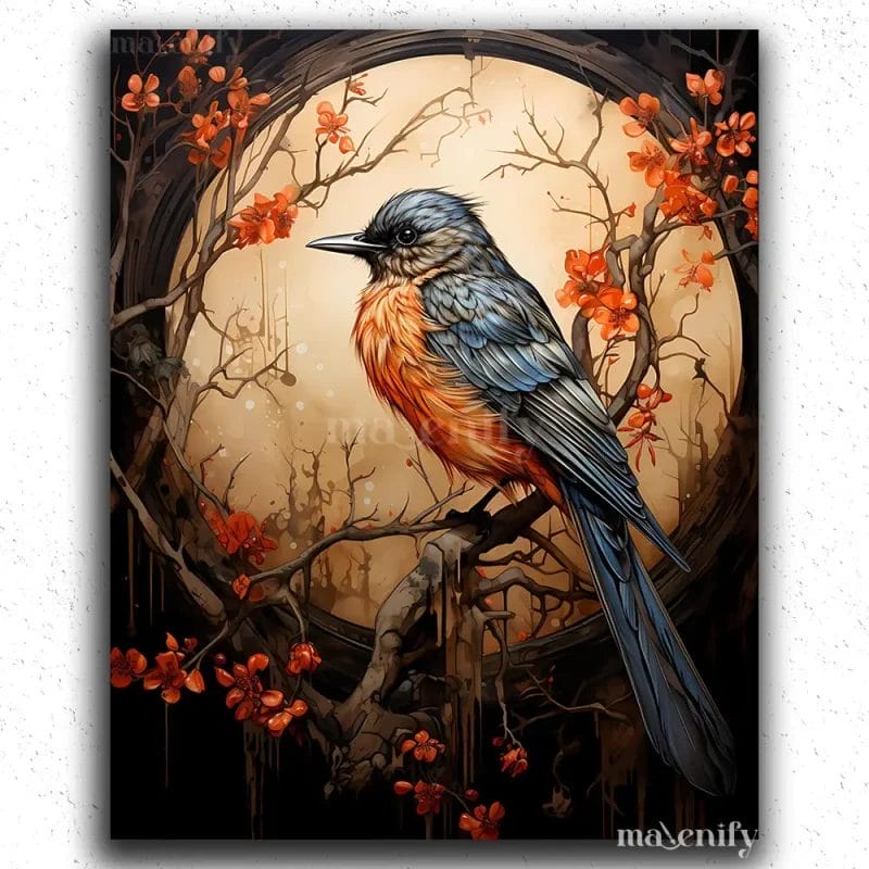 Sparrow in Burnt Orange Scene