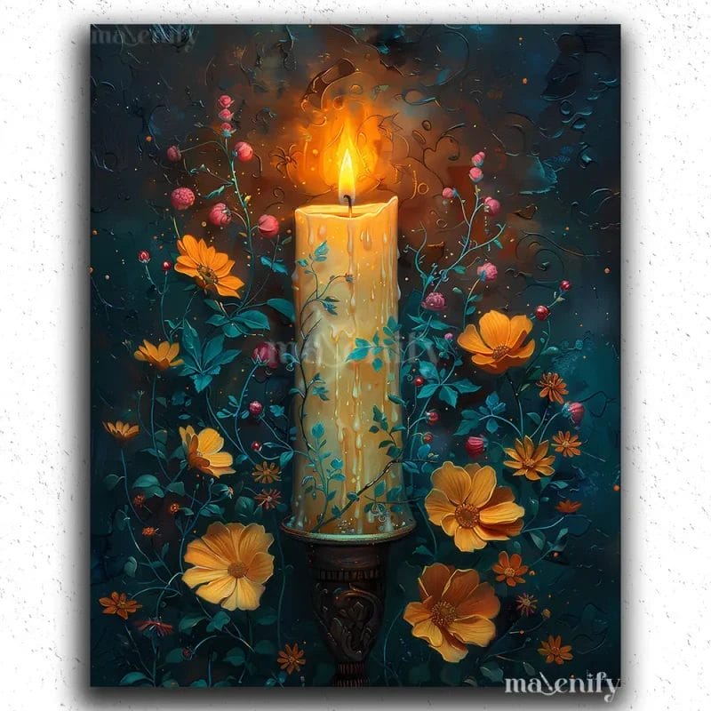Candle and Flowers