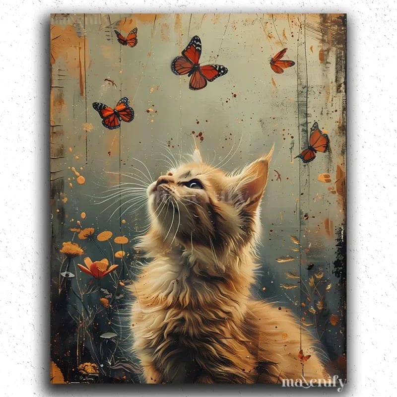 Cat Playing With Butterfly