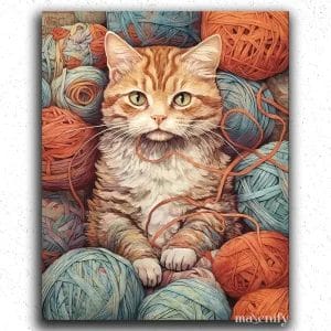 Cute Knitting Kitten