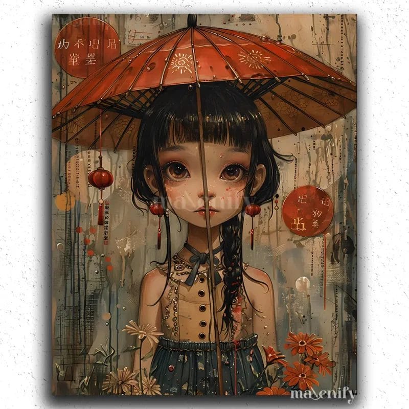 Cute Girl and Umbrella