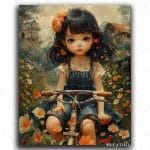 Cute with on Her Bicycle