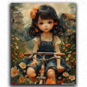 Cute with on Her Bicycle
