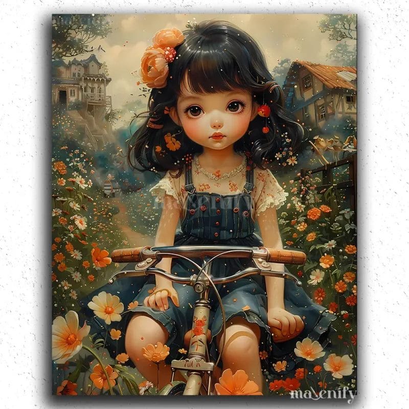 Cute with on Her Bicycle
