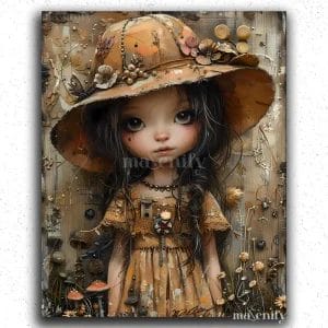 Cute Girl with Flowers on Hat