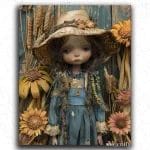 Cute Girl with Flowers and Hat