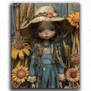 Cute Girl with Flowers and Hat
