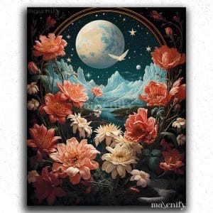 Flowers and Moon Cosmic Spring