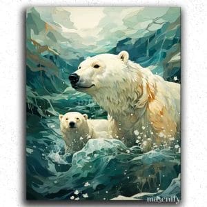 White Bear in Waves