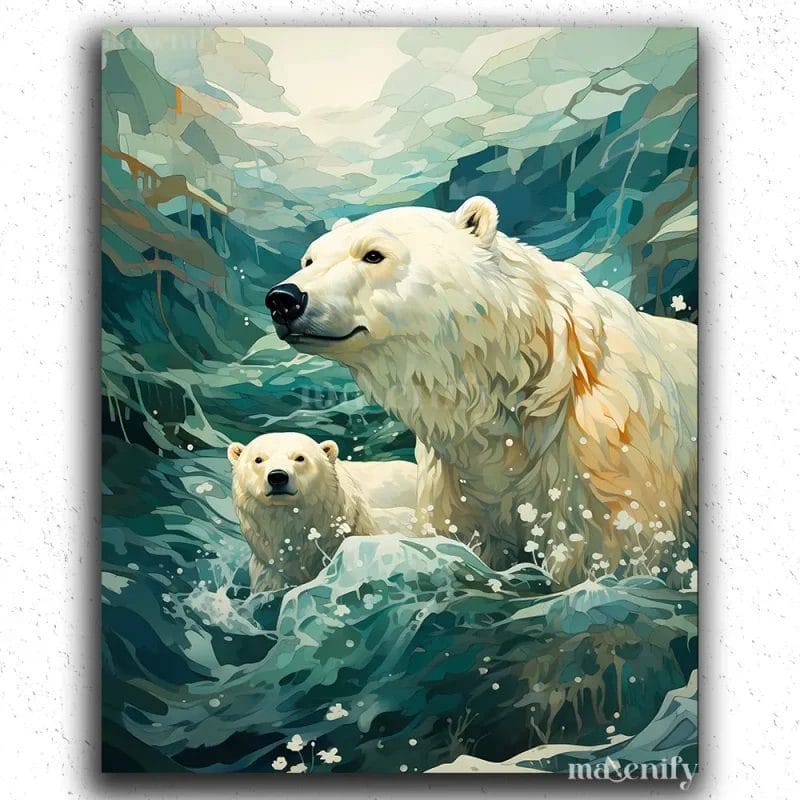 White Bear in Waves