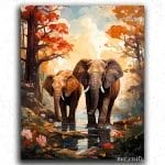 Cute Elephants in Jungle