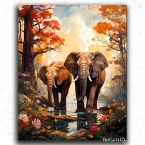 Cute Elephants in Jungle