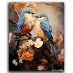 Cute Woodland Sparrow Couple