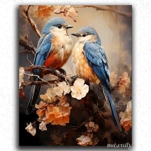 Cute Woodland Sparrow Couple