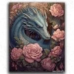 Dark Fantasy Dragon with Flowers
