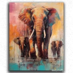 Vibrant Elephant Family