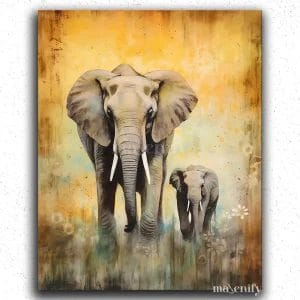Baby Elephant with Mother