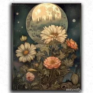 Enchanted Moon and Flowers
