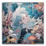 Girl and Beautiful Fishes