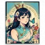 Anime Girl and Flowers