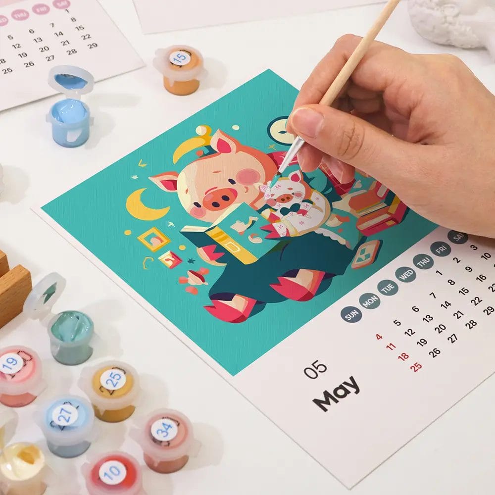 Calendar with Cute Character - Paint by Numbers 3 - Paint by Numbers 2025 Calendar with Cute Character - Paint by Numbers